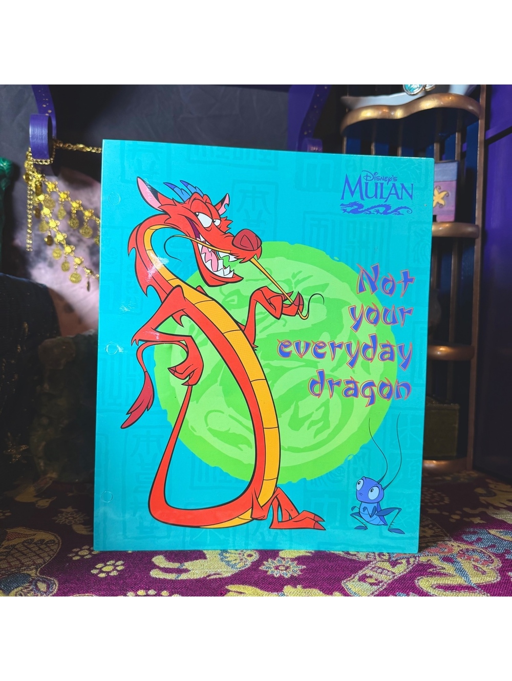 Vintage Y2k Mulan Mushu & Cri-kee 2 Pocket Portfolio School Folder Disney